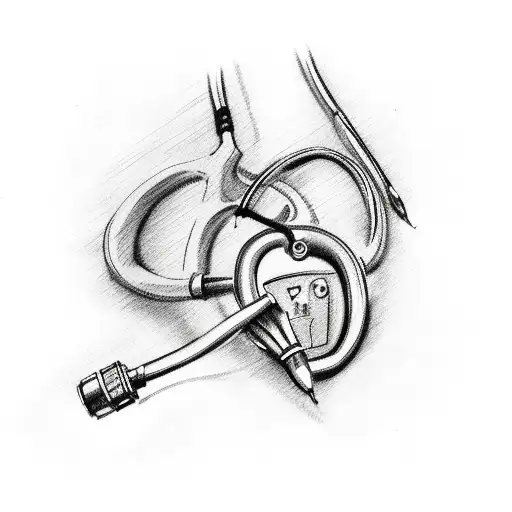 cardiac ekg with stethoscope tattoo design idea