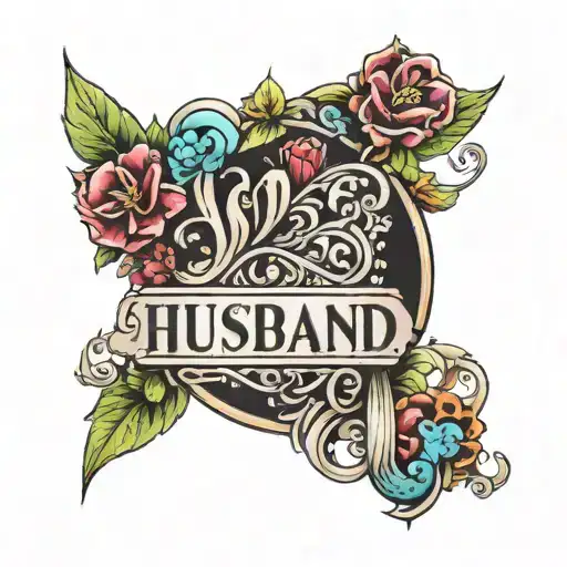 husband name with daughter name written with my name tattoo design idea