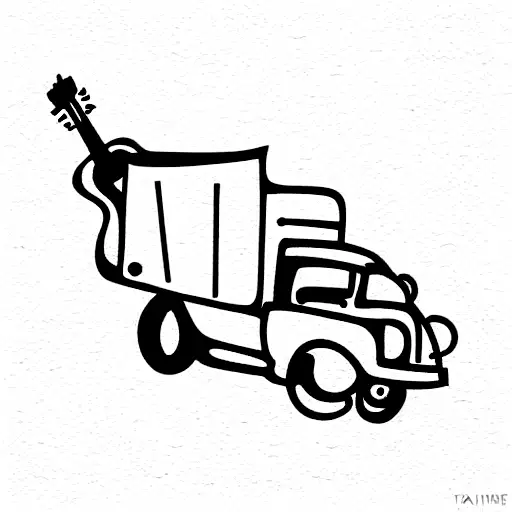 mic guitar truck  tattoo design idea