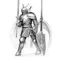 knight with sword and black detailed armor with black angel wings tattoo design idea