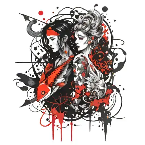 pisces and virgo  tattoo design idea