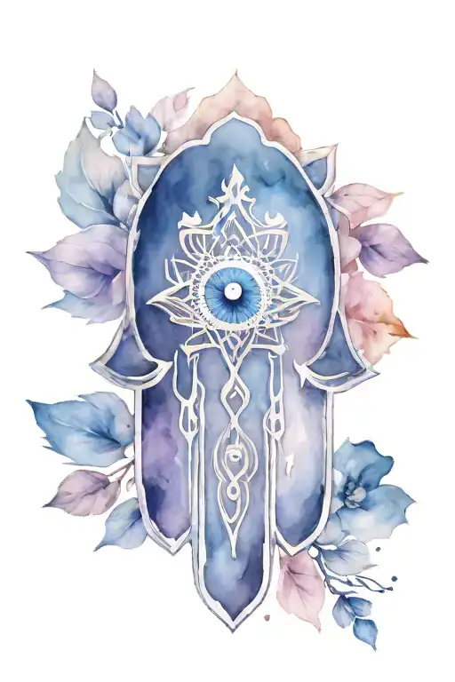boho hamsa with evil eye in the middle tattoo design idea