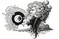 Zeus cloud lightning black and white tattoo design idea