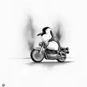 penguin on a motorcycle  tattoo design idea