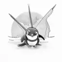 penguin on a motorcycle  tattoo design idea