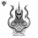 sexy barberian quin, giger style tattoo design idea