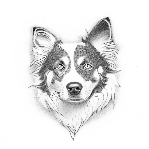 border collie sentada tattoo design idea