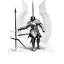Sword-wielding gladiator standing in front of a Turkish flag tattoo design idea