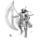 Sword-wielding gladiator standing in front of a Turkish flag tattoo design idea