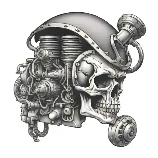 Skull Sr2o engine tattoo design idea