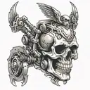 skull engine tattoo design idea