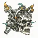 skull engine tattoo design idea