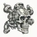 skull engine tattoo design idea
