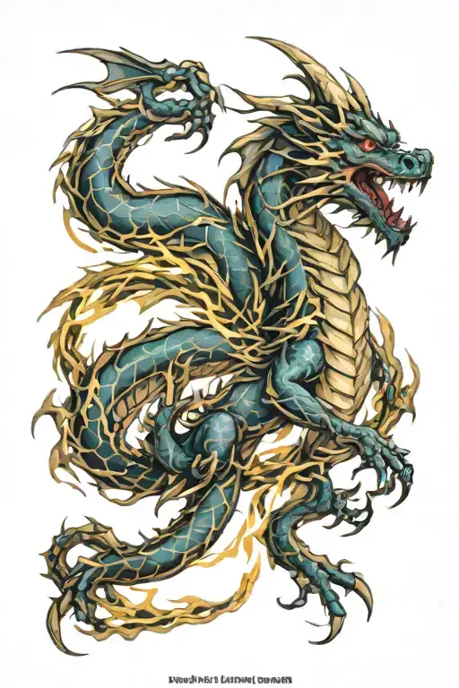 Dragon made of lightning bolts tattoo design idea