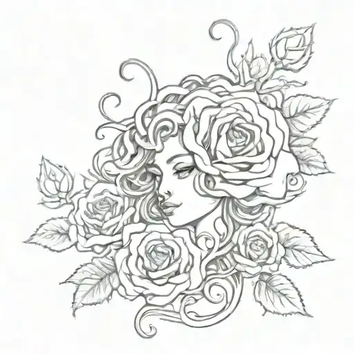 roses medusa tattoo design idea