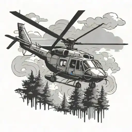 forest fire helicopter tattoo design idea