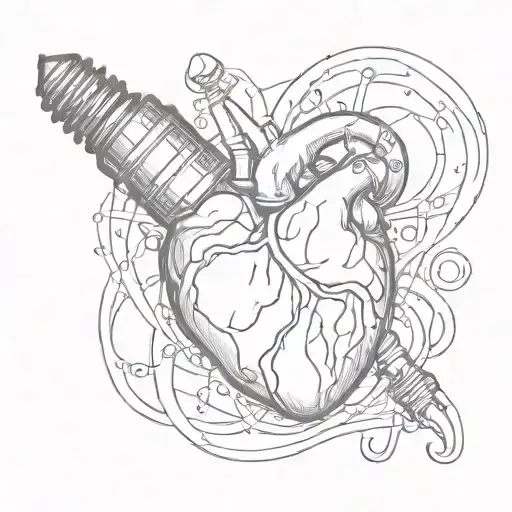 Light bulb in human heart  tattoo design idea