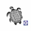 create a 3-inch to 5-inch tattoo illustration design with clean bold lines that depicts an Aruban sea turtle  tattoo design idea