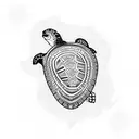 create a tribal 3-inch to 5-inch tattoo illustration design with clean bold lines that depicts an Aruban sea turtle  tattoo design idea