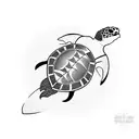 create a tribal 3-inch to 5-inch tattoo illustration design with clean bold lines that depicts an Aruban sea turtle  tattoo design idea