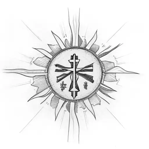 Filipino Sun shining on three crosses tattoo design idea