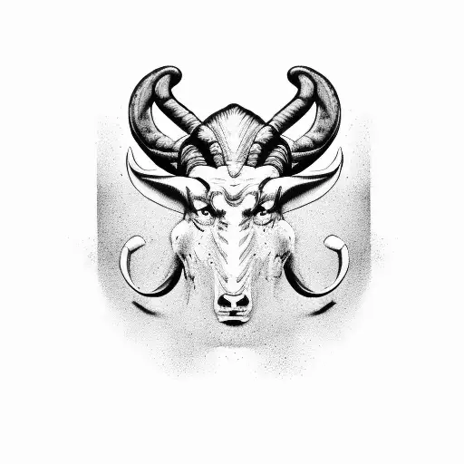 aries and taurus fight tattoo design idea