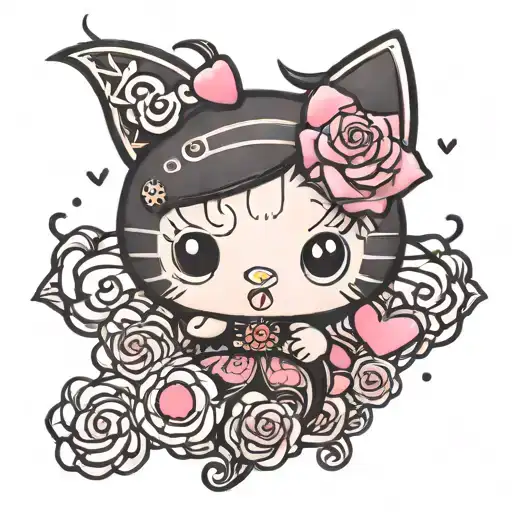 kuromi hello kitty tattoo design idea