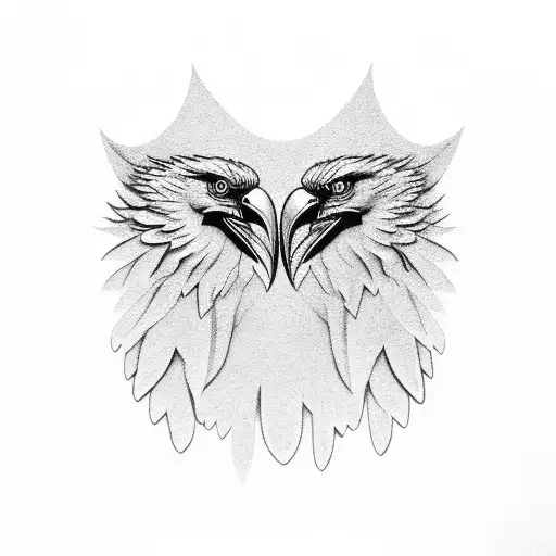 A minimalist design of three soaring eagles surrounding a majestic oak tree tattoo design idea