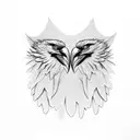 A minimalist design of three soaring eagles surrounding a majestic oak tree tattoo design idea