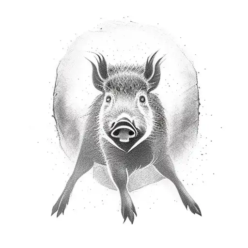 wild boar on upper inner arm tattoo design idea