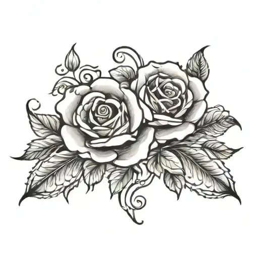 paisley roses intertwined tattoo design idea