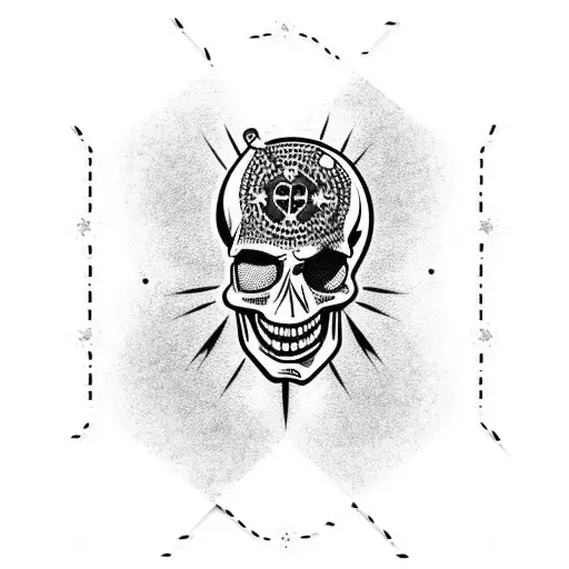 A punk-inspired boxing glove with a skull and crossbones tattoo design idea