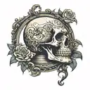 skull doing cocain in front of a mirror women sitting tattoo design idea