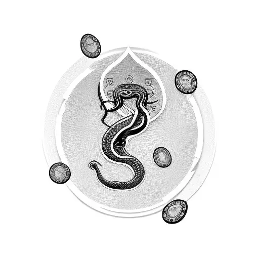 full sleeve tattoo with a snake with poker chips  tattoo design idea