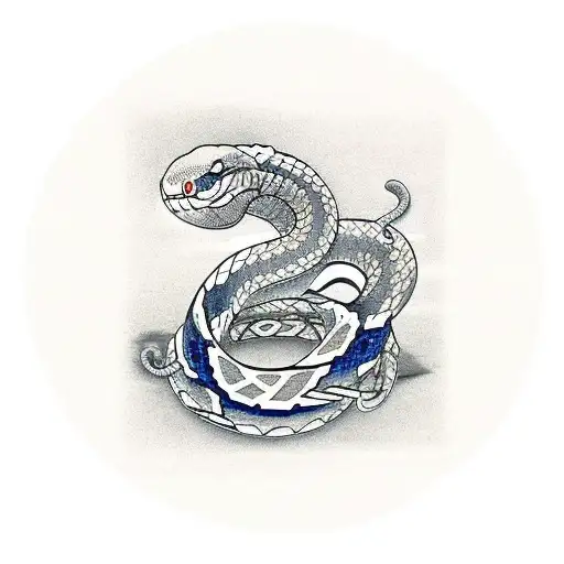 snake coiled with poker chips in the coils tattoo design idea
