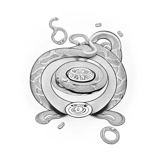 snake coiled with poker chips in the coils tattoo design idea