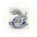 snake coiled with poker chips in the coils tattoo design idea