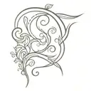lyra and scroll wrapped tattoo design idea