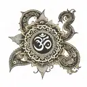 Place the Om symbol at the center of the mandala to signify Omnism and its roots in Hinduism and Buddhism. Cross  Integr tattoo design idea