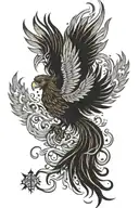 phoenix rising from ashes symbolizing overcoming PTSD tattoo design idea