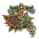 Medical Caduceus interwoven tattoo design idea