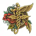 Medical Caduceus interwoven tattoo design idea