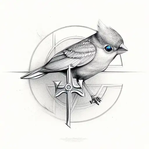 two birds, a cross, kairos symbol tattoo design idea