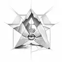 cross with the creation of adam hands above it and an eye in a triangle beneath it  tattoo design idea