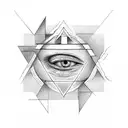 cross with the creation of adam hands above it and an eye in a triangle beneath it  tattoo design idea