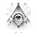 cross with the creation of adam hands above it and an eye in a triangle beneath it  tattoo design idea