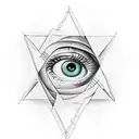 cross with the creation of adam hands above it and an eye in a triangle beneath it  tattoo design idea