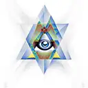 cross with the creation of adam hands above it and an eye in a triangle beneath it  tattoo design idea