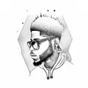kid cudi holding a blunt tattoo design idea