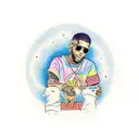 kid cudi sitting on the planet  tattoo design idea